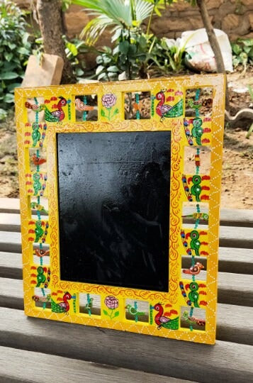 Natural Handmade Wood Frame | Yellow, Red