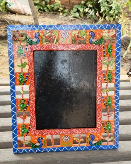 Natural Handmade Wood Frame | Yellow, Red