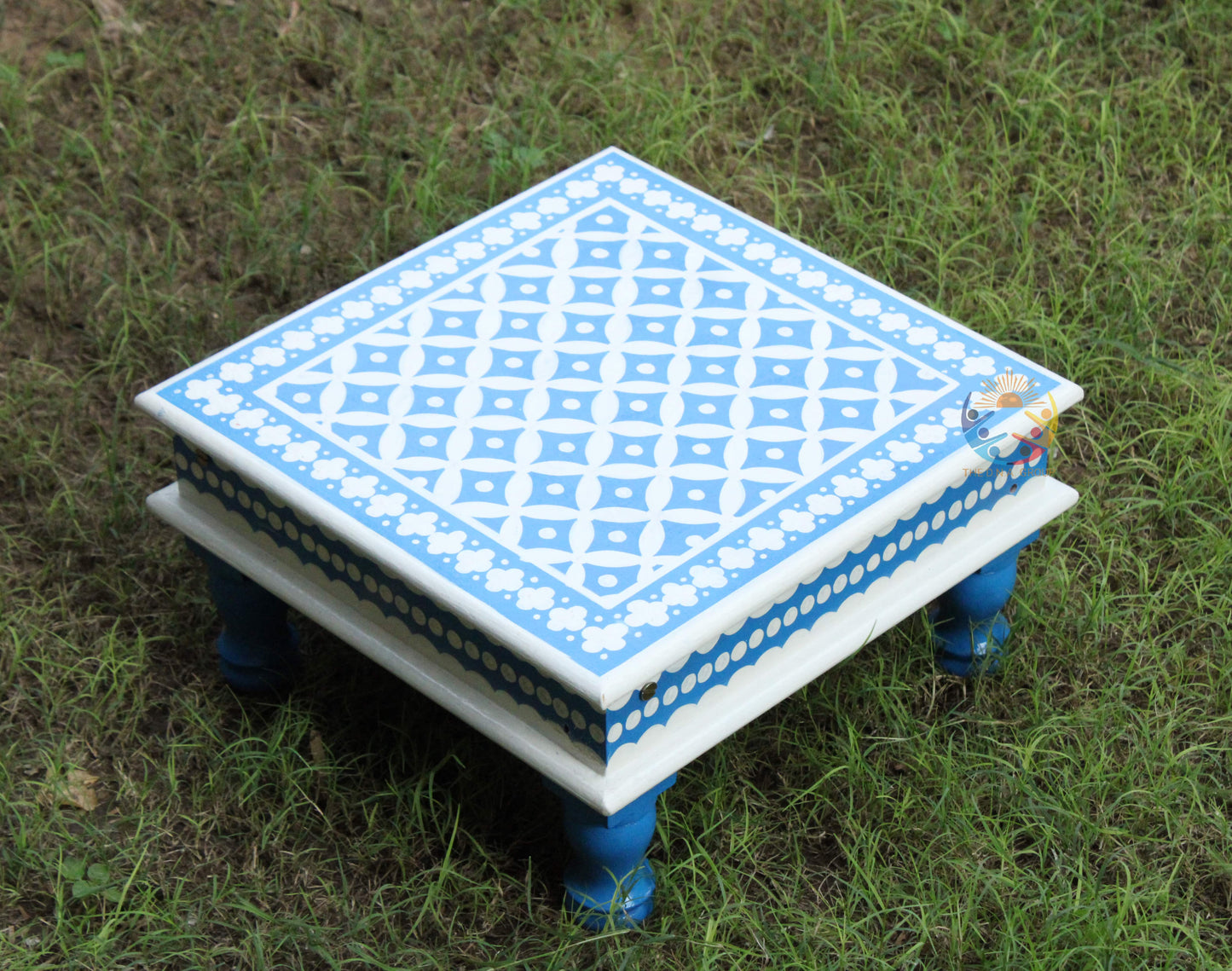 Indian Wooden Hand Painted Chowki / Bajot Set of 3