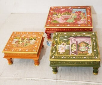 Unique Decorative Bajot – Indian Painted Wood