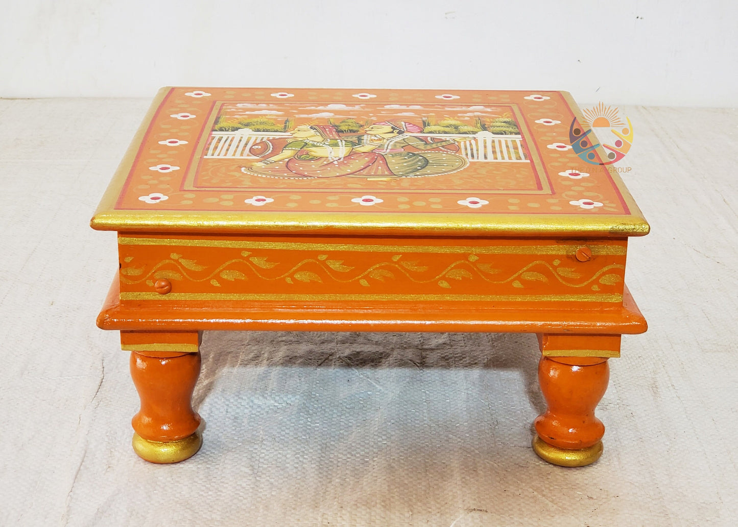 Unique Decorative Bajot – Indian Painted Wood