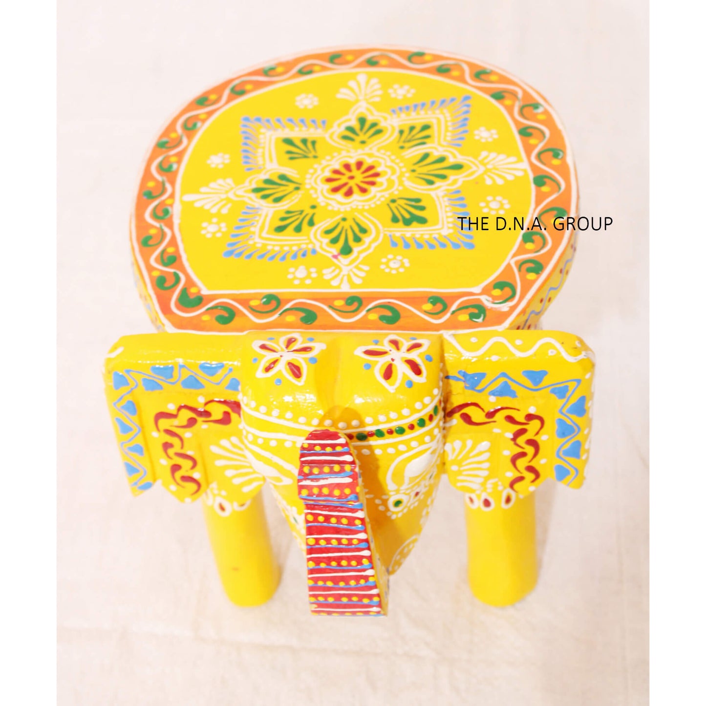 Handcrafted Wooden Elephant Stool – Red