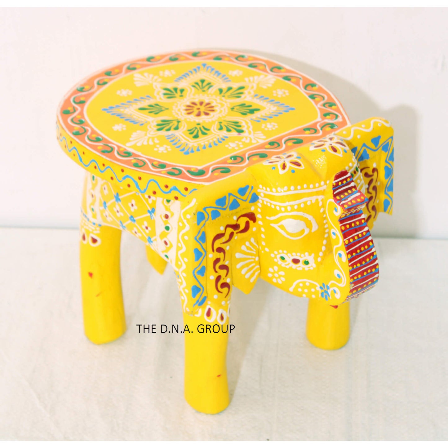Handcrafted Wooden Elephant Stool – Red