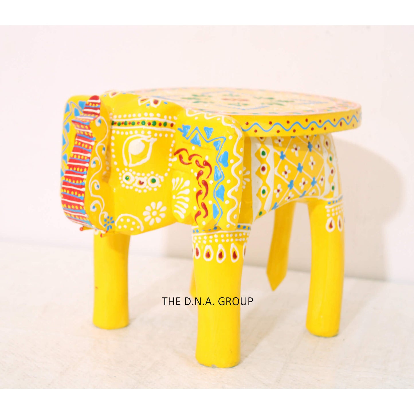 Handcrafted Wooden Elephant Stool – Red