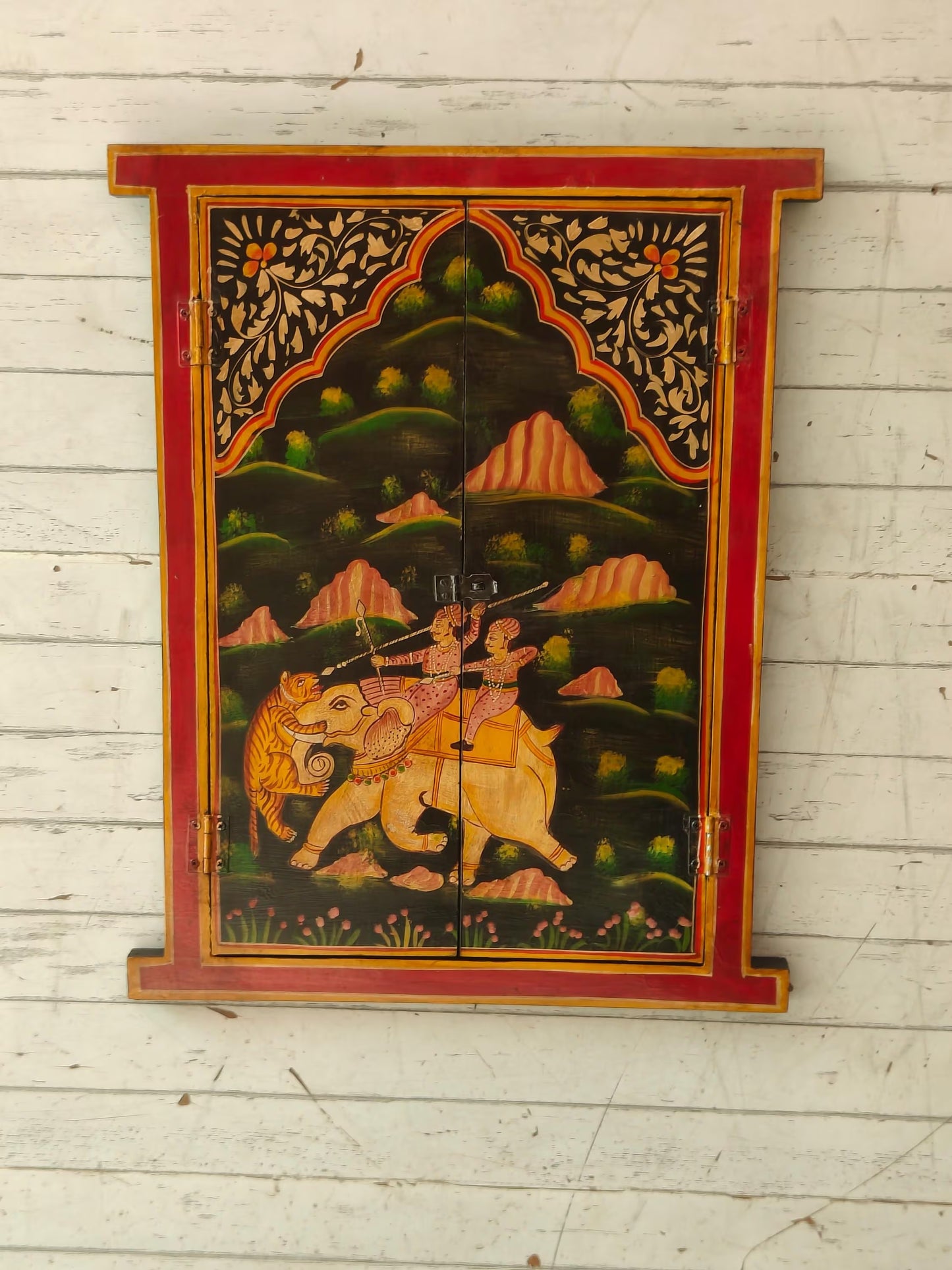 Krishna Radha & Rajasthani Art Wooden Window