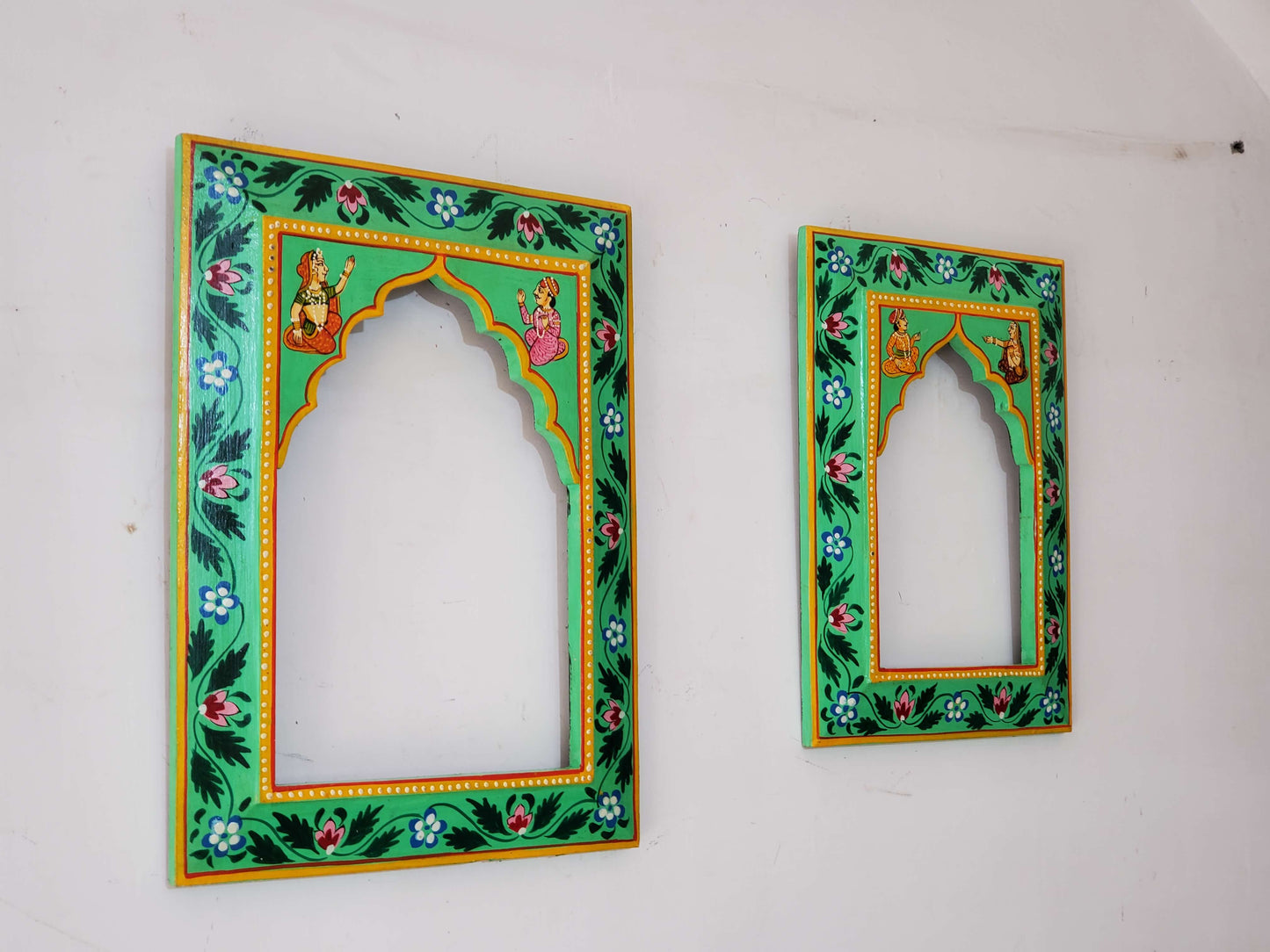 Hand-Craved, Painted Photo Wooden Frame