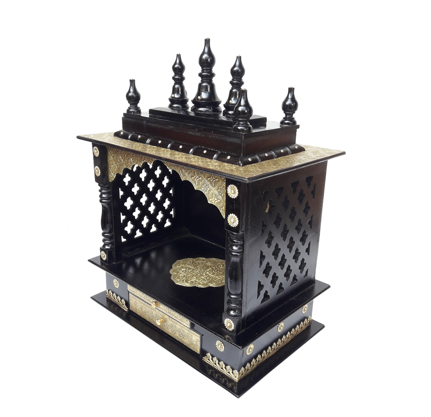 Black Wooden Temple Mandir For Home Wooden