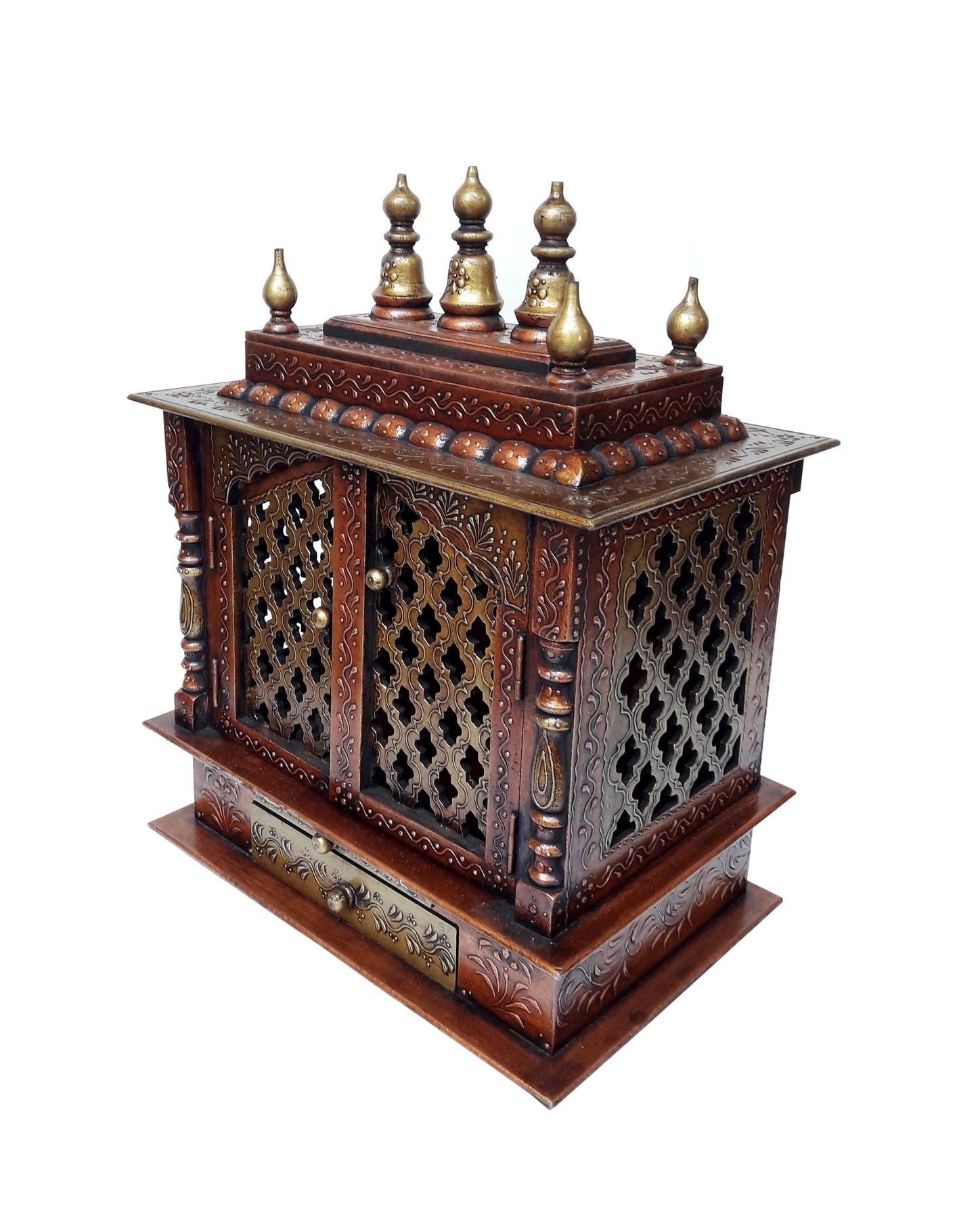 Copper with vintage feel Wooden Temple For Home