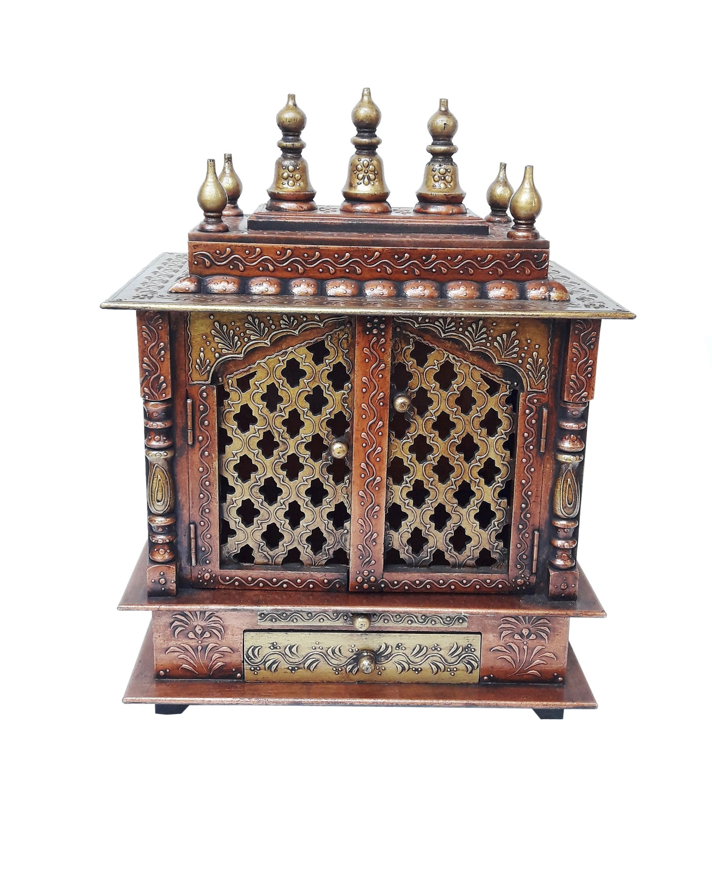 Copper with vintage feel Wooden Temple For Home