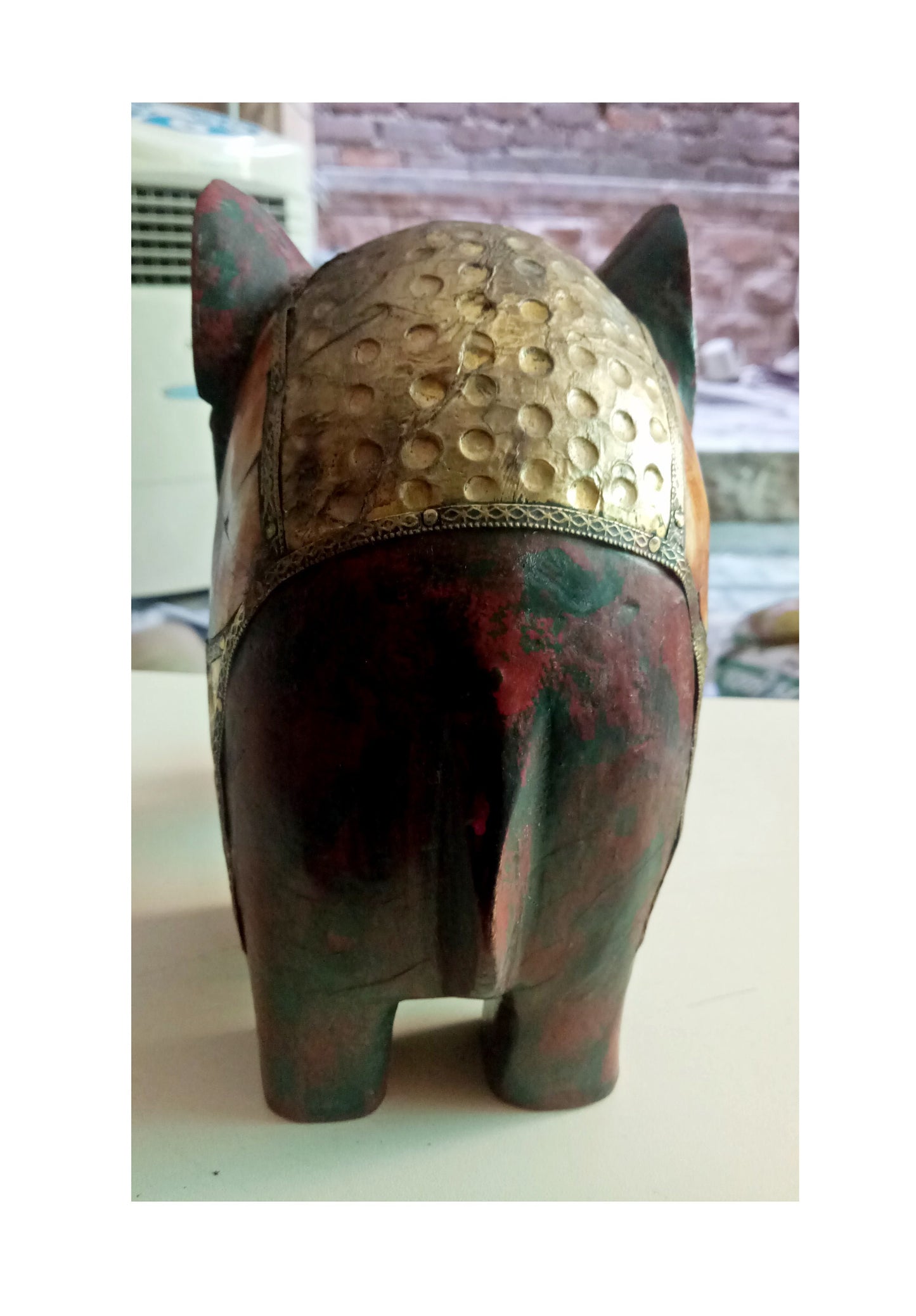 Wooden Painted Elephant With Brass Model 1