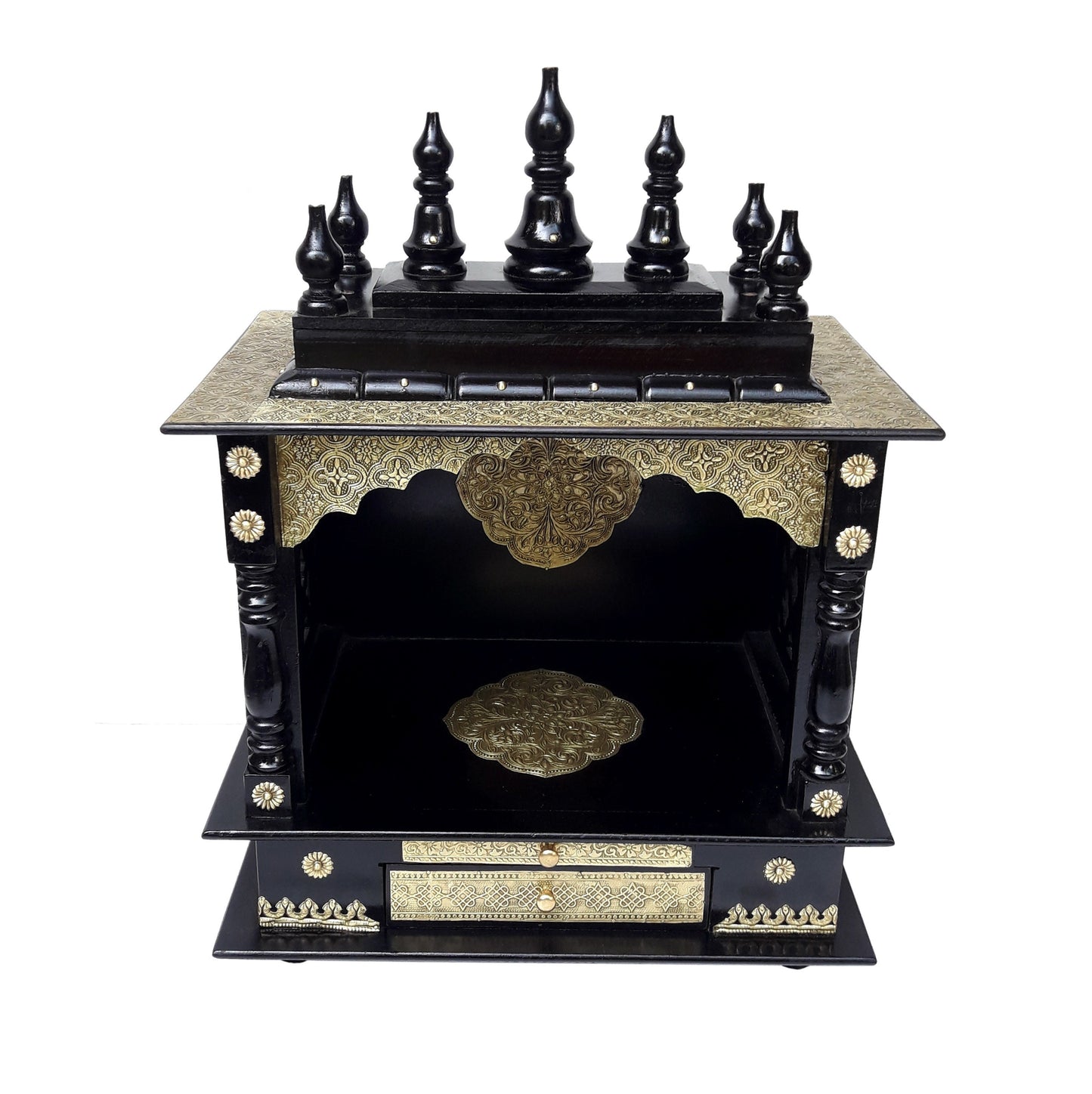 Black Wooden Temple Mandir For Home Wooden