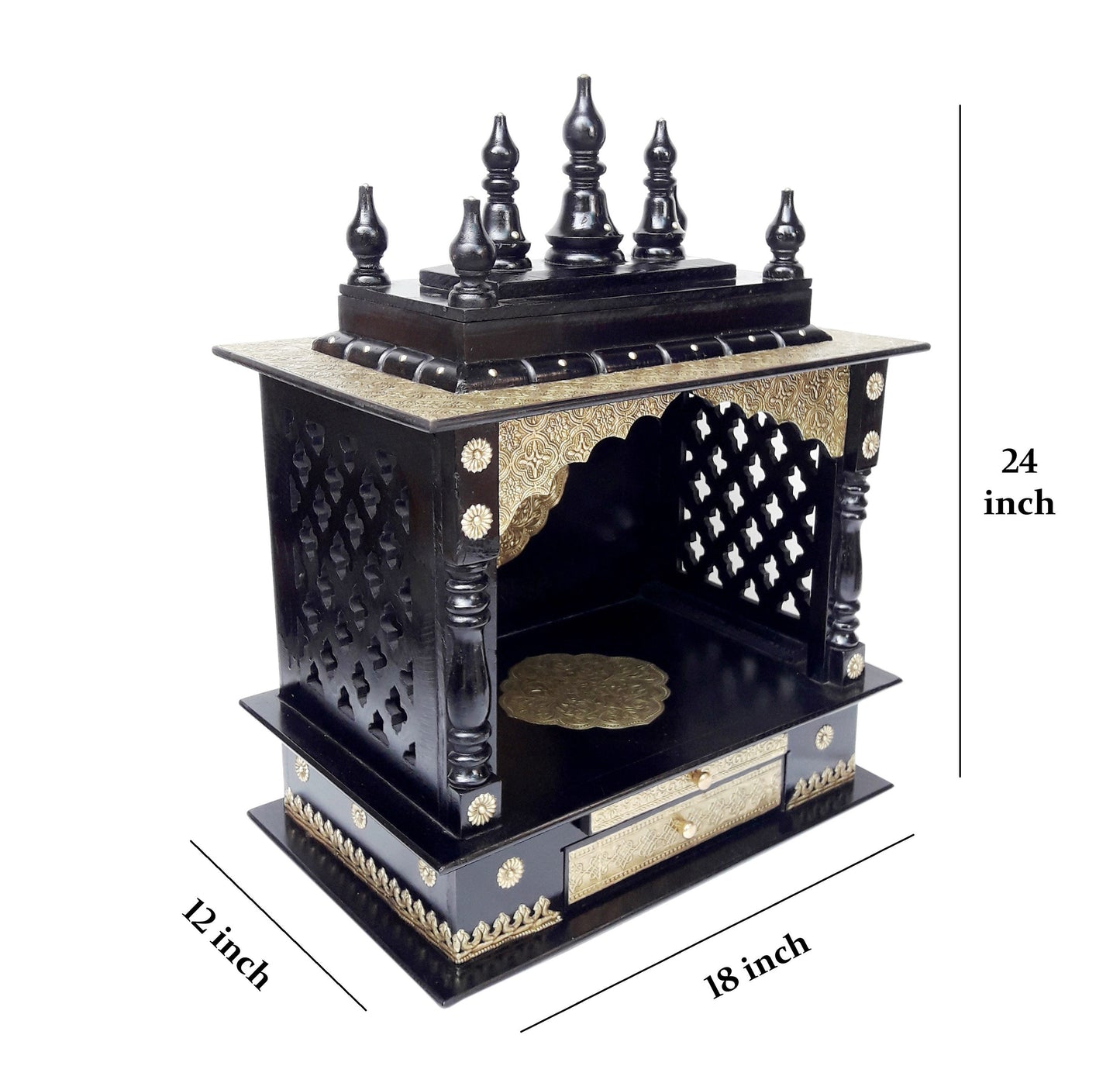 Black Wooden Temple Mandir For Home Wooden