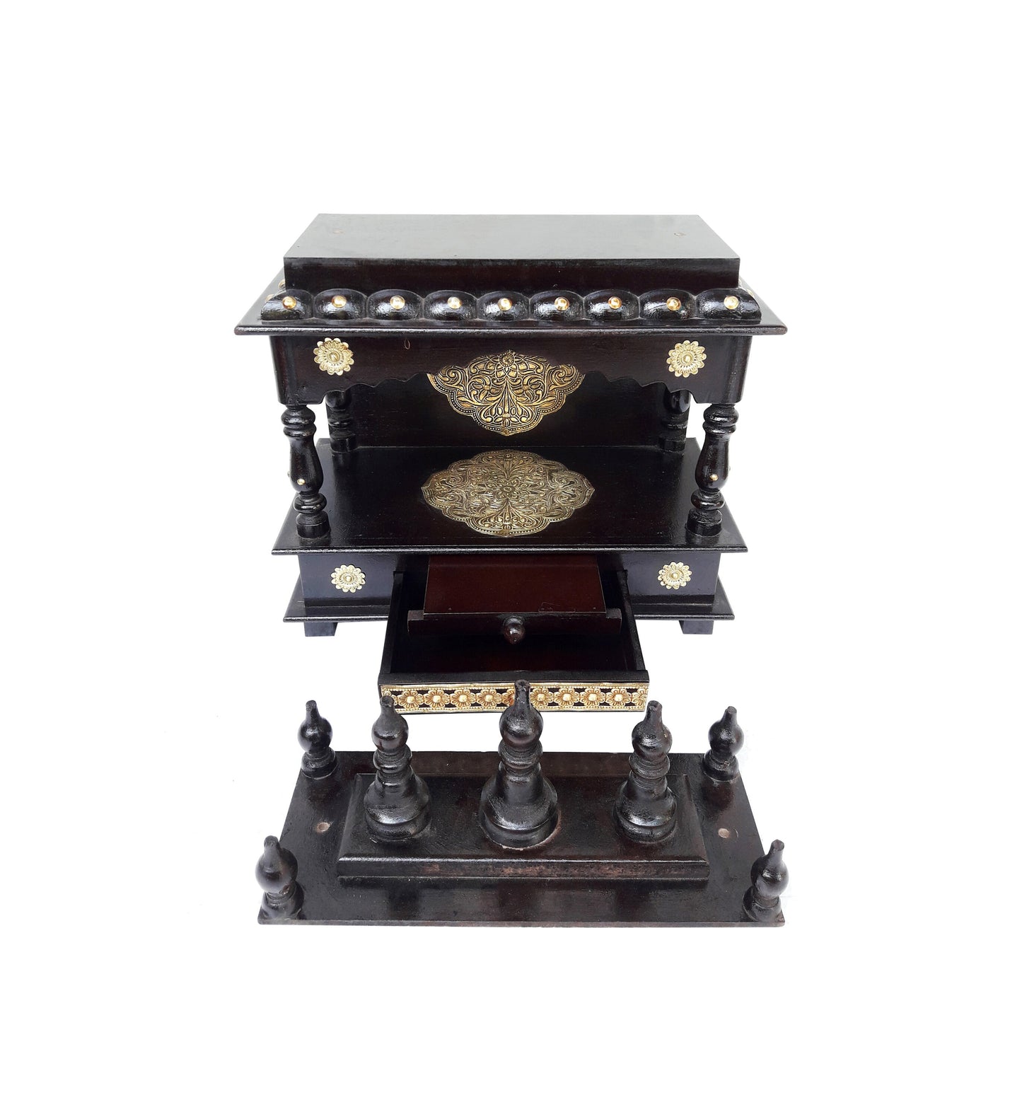 Wooden Temple Mandir Handcrafted Brass Wooden