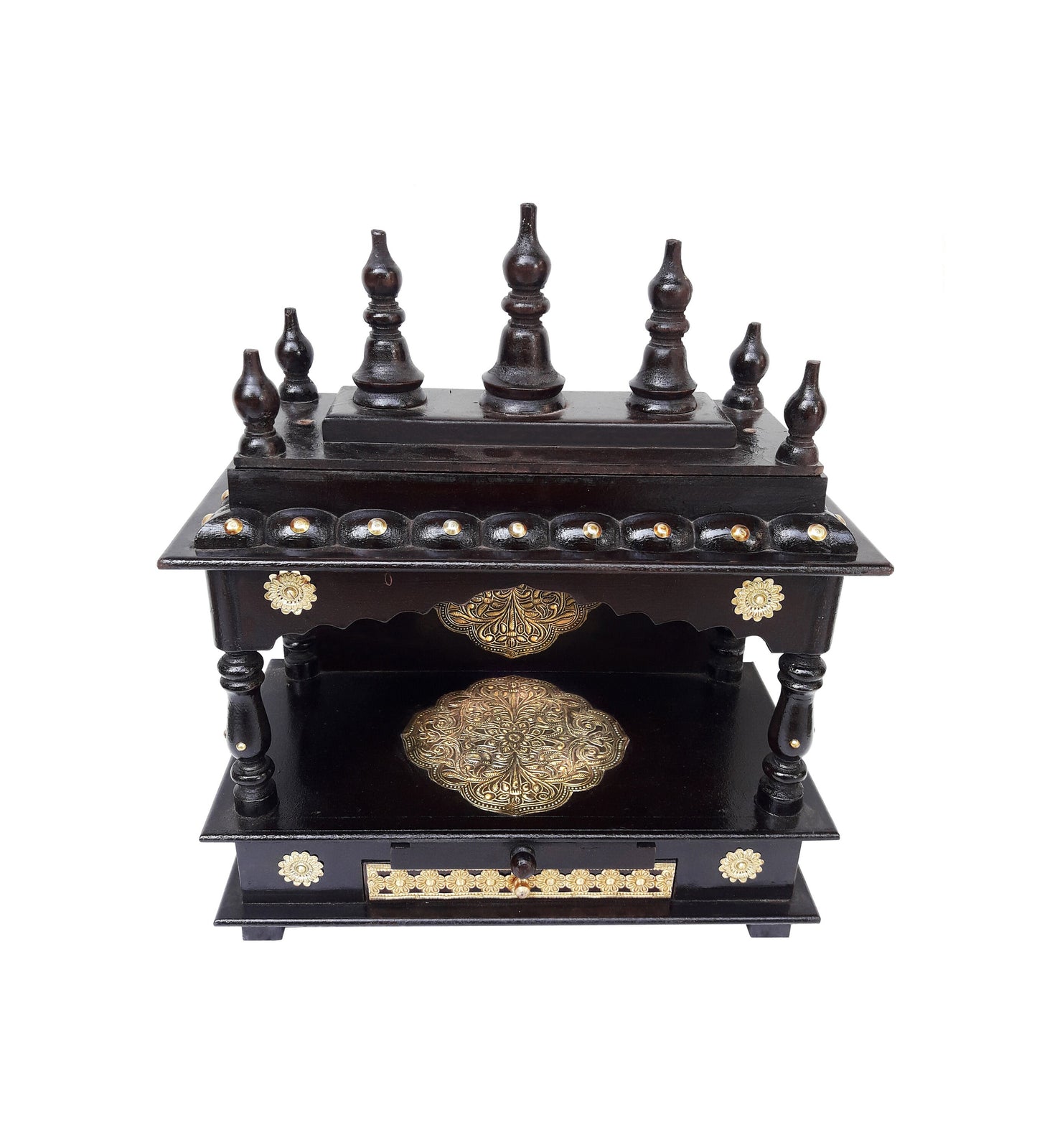 Wooden Temple Mandir Handcrafted Brass Wooden