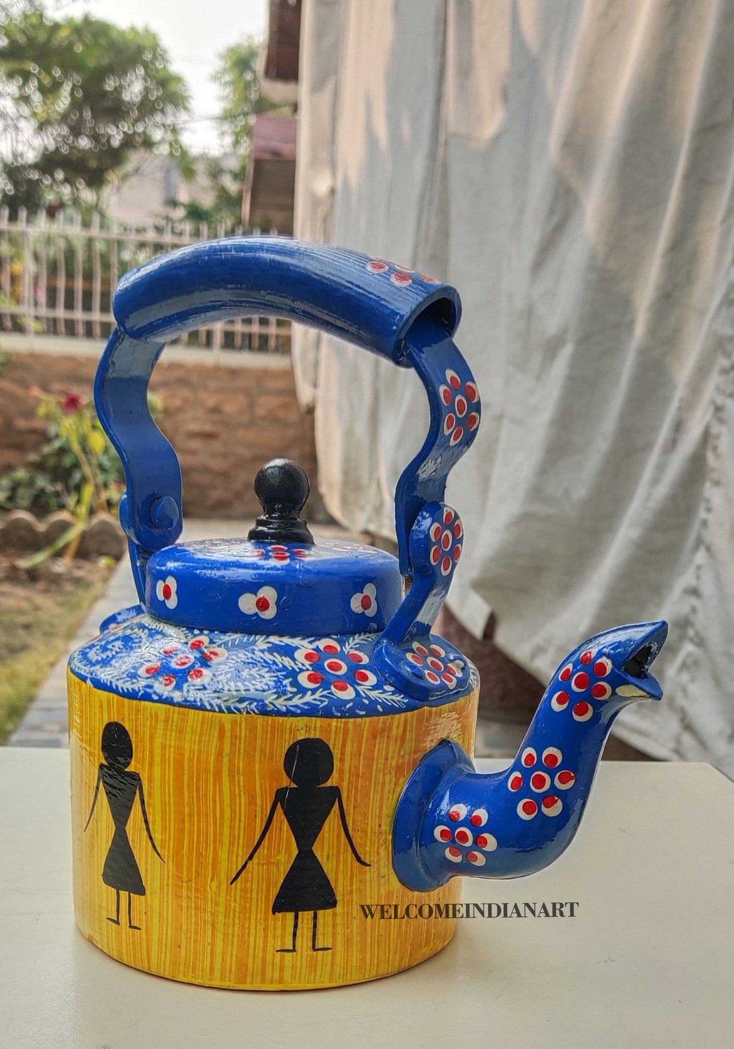 Handpainted Tea Kettle, Handmade Aluminium Model 1