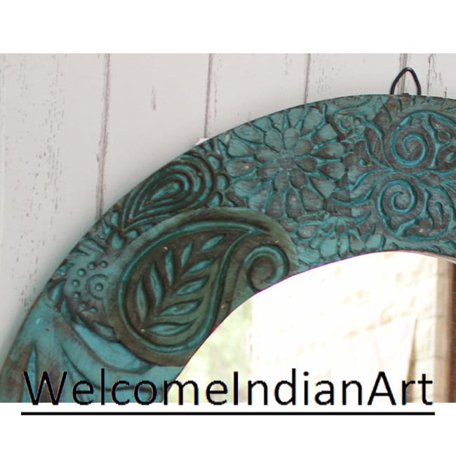 Antique Wood Carved Mirror Wall Hanging