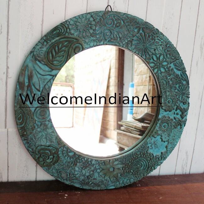 Antique Wood Carved Mirror Wall Hanging