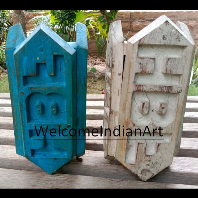 Set Of 3 Antique Wooden Wood