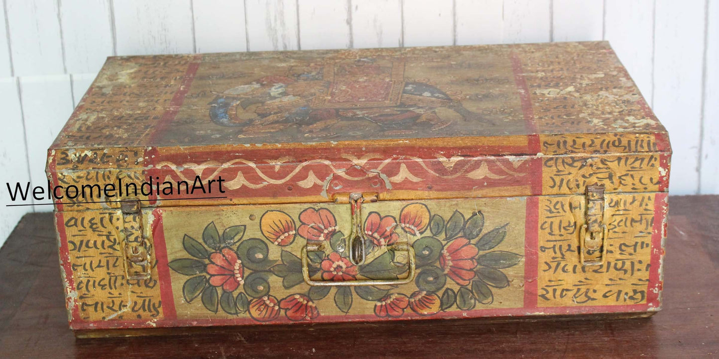 Antique Wooden Box Vintage Military Metal