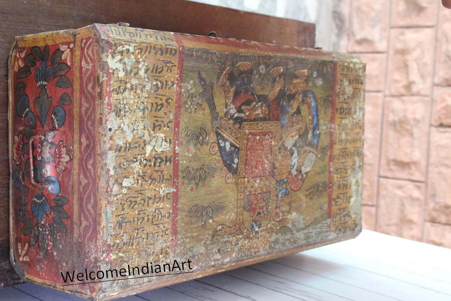 Antique Wooden Box Vintage Military Metal