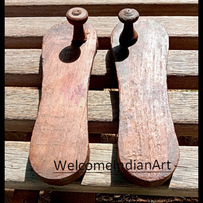 Old Indian Antique Wooden Slipper Shoe