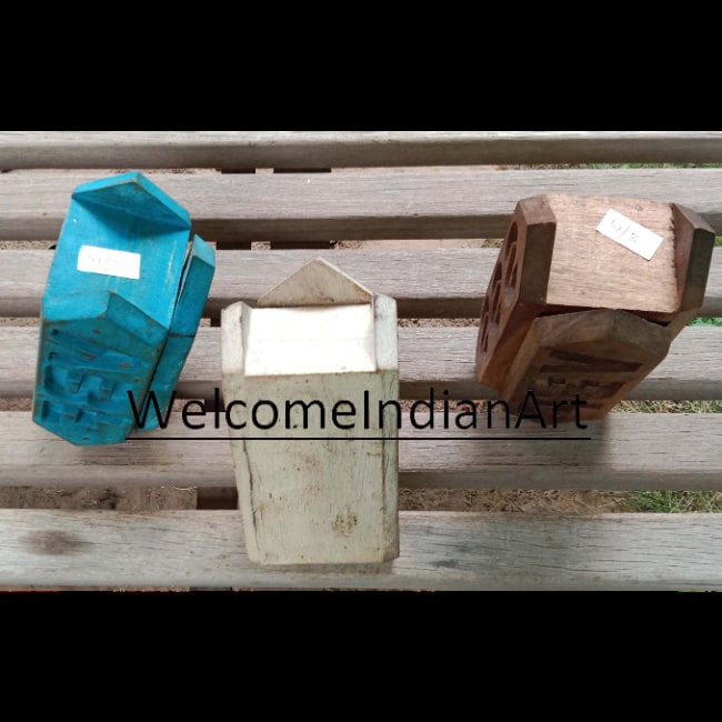 Set Of 3 Antique Wooden Wood