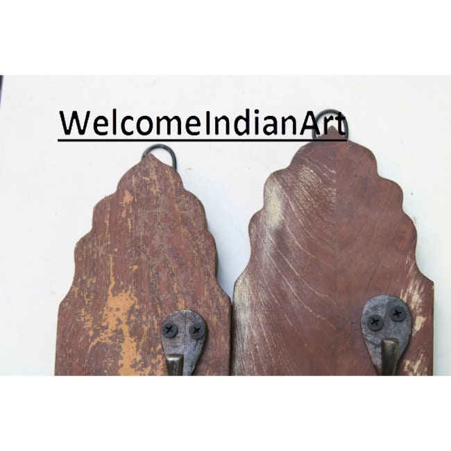 Vintage Iron Wooden Hook Hanger Antique