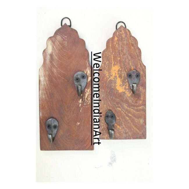 Vintage Iron Wooden Hook Hanger Antique