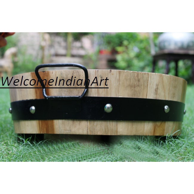 Wooden Serving Tray Unique Round Model 1 ( Set Of 1 )