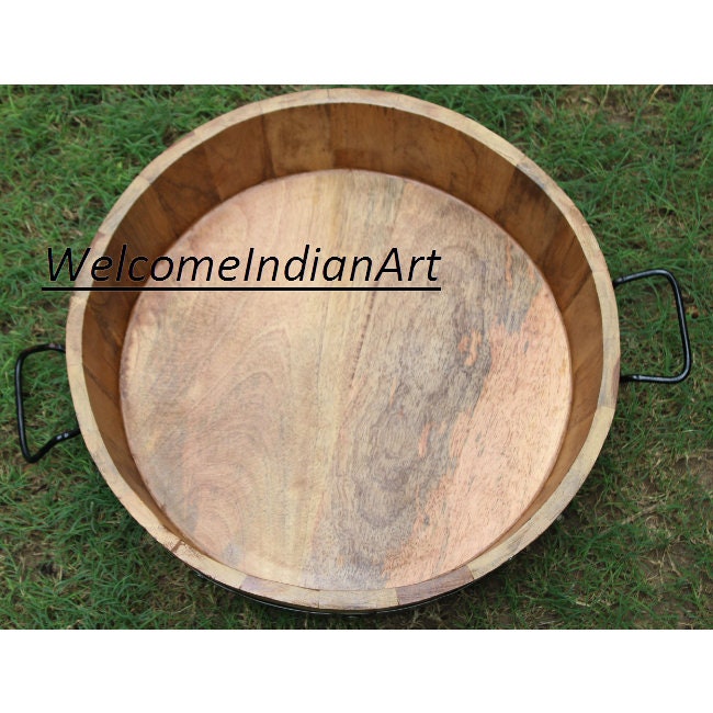 Wooden Serving Tray Unique Round Model 1 ( Set Of 1 )