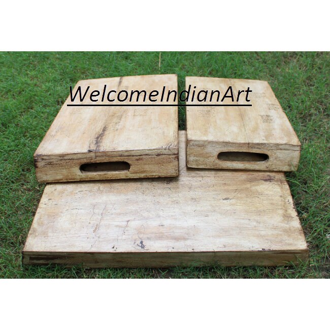 Handmade Wooden Serving Tray Unique Model 1 ( Set Of 3 )
