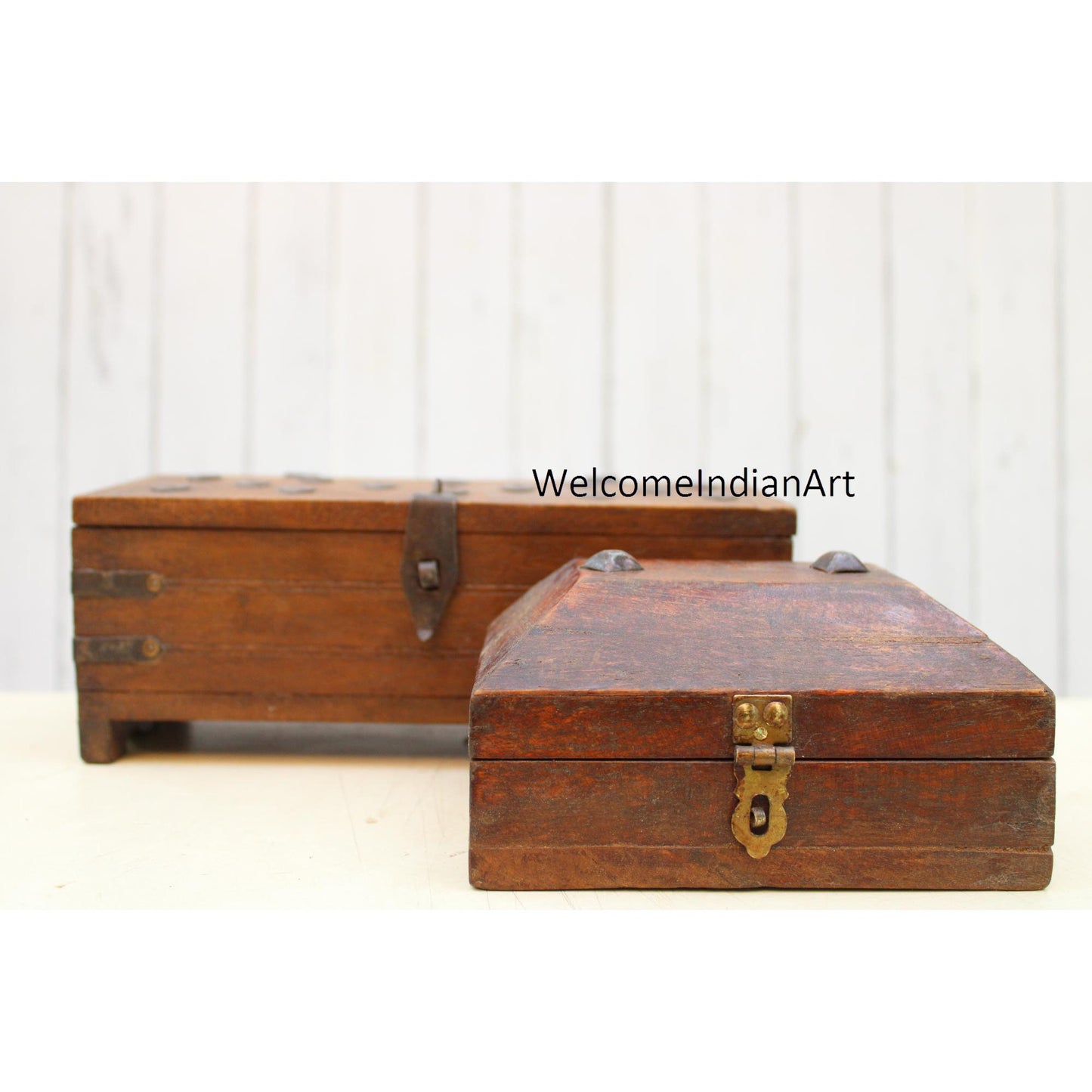 Handmade Wooden Carving Box, Handcrafted Model 1 ( Set Of 2 )