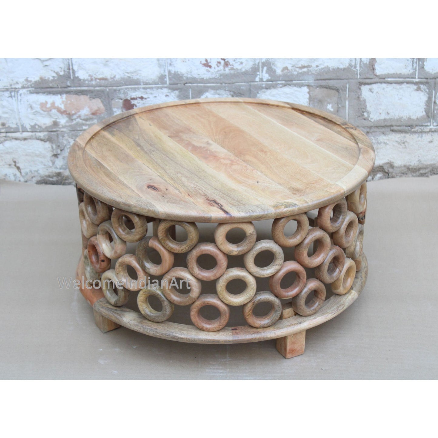 Wood Round Coffee Table/ Wooden Cocktail