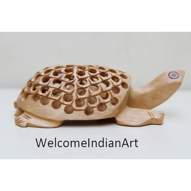 Wooden Carved Turtle With Duck Set