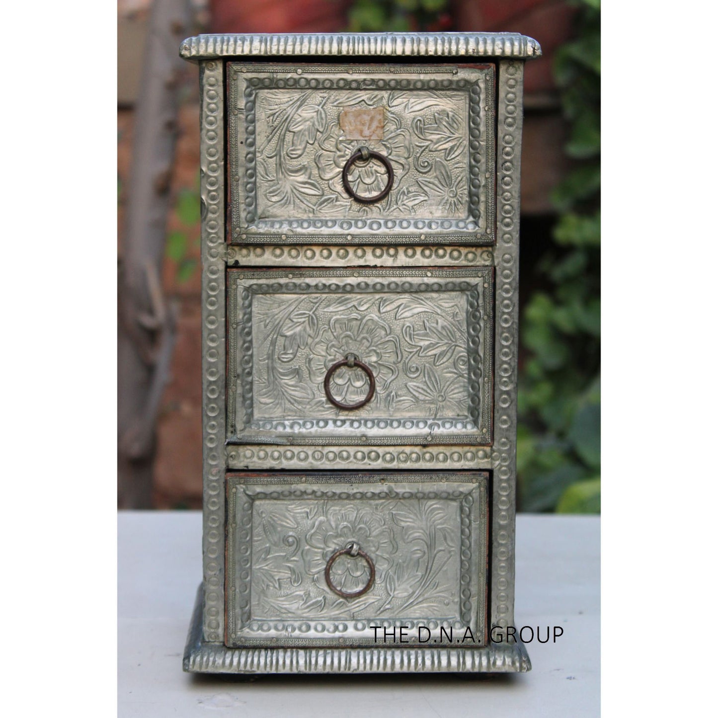 Antique Wooden Jewelry Drawer, Metal Fitted