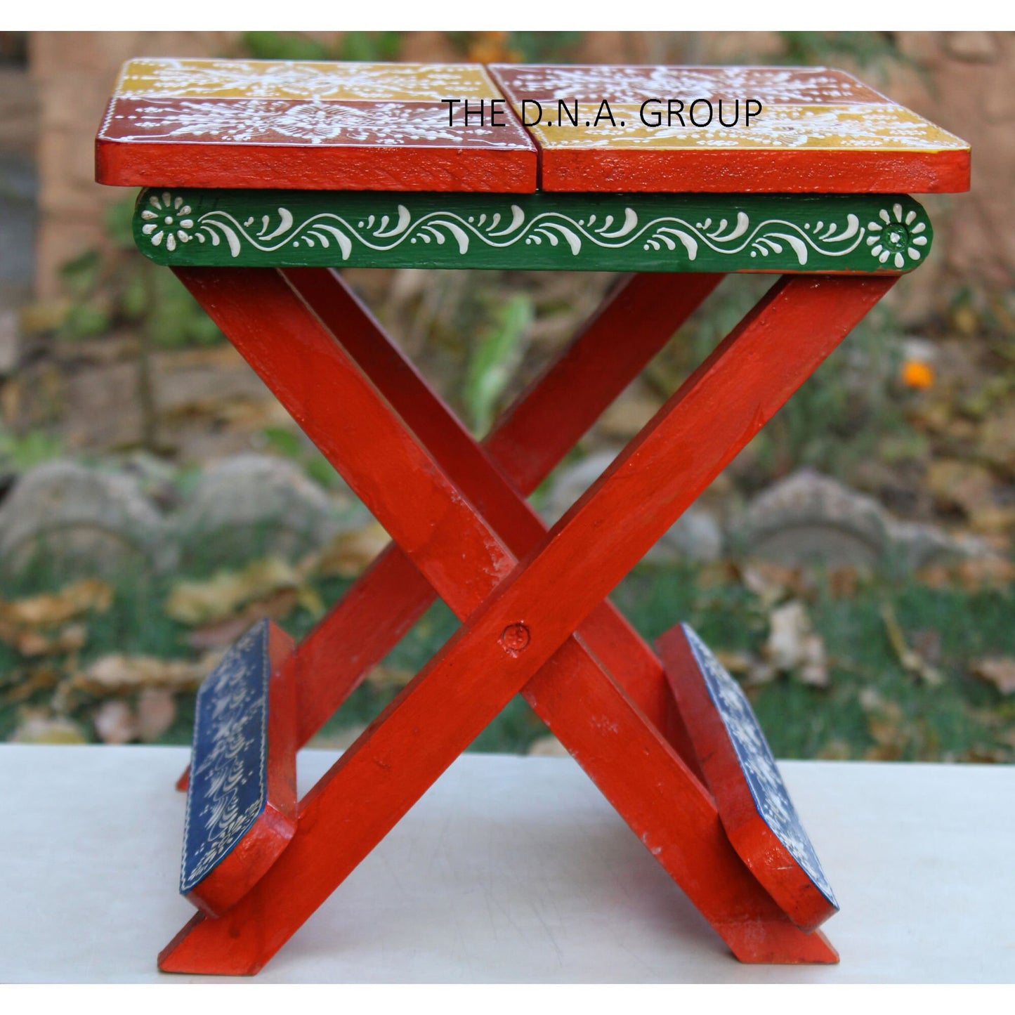 Wooden Small Handpainted Stool Indian Model 1
