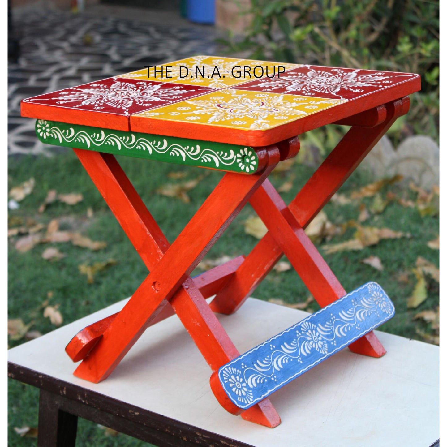 Wooden Small Handpainted Stool Indian Model 1