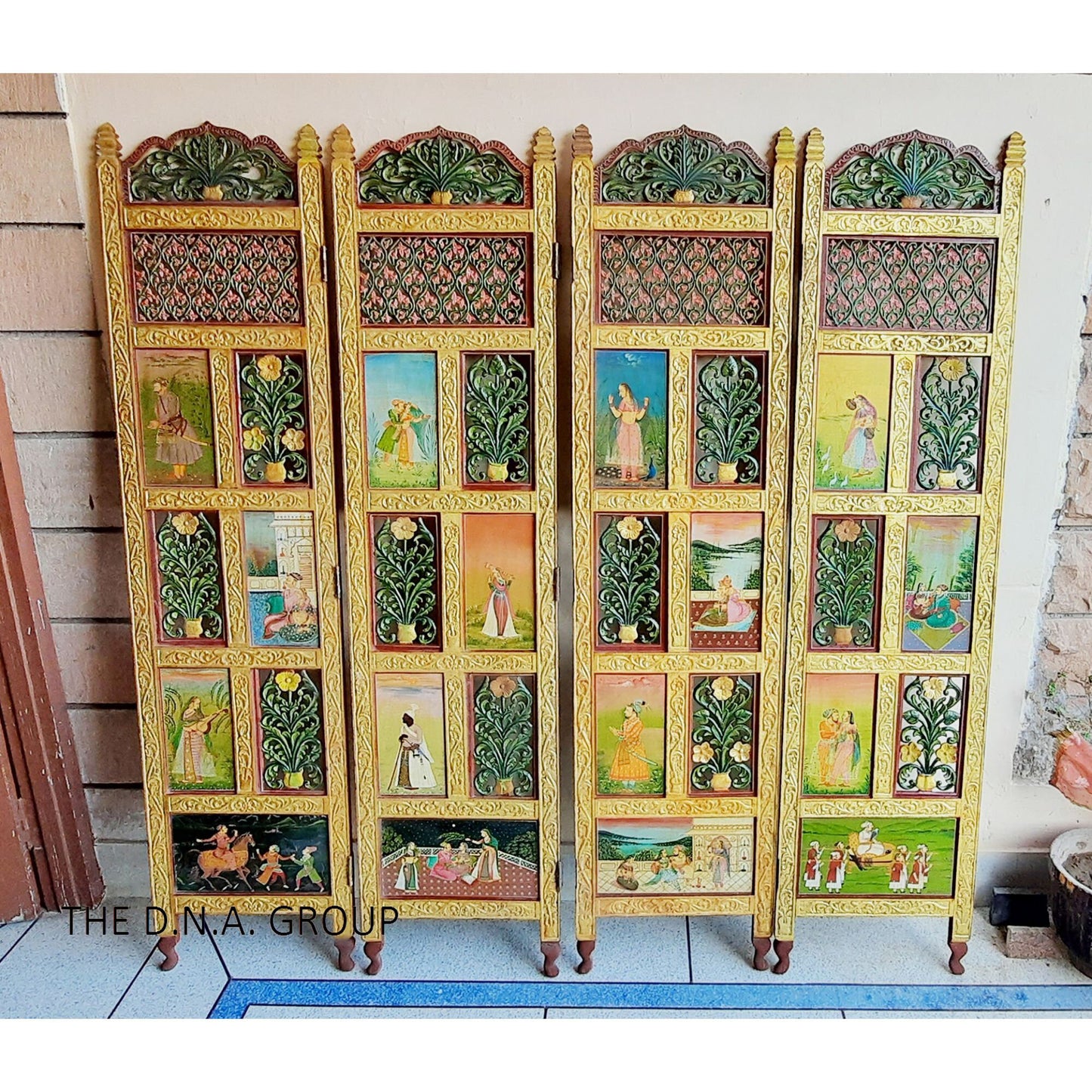 24K Pure Gold 4 Panels Folding Room Divider Screen