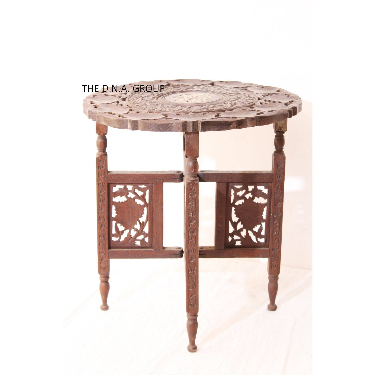 Antique Wooden Carved Table/Folding Handmade Hand