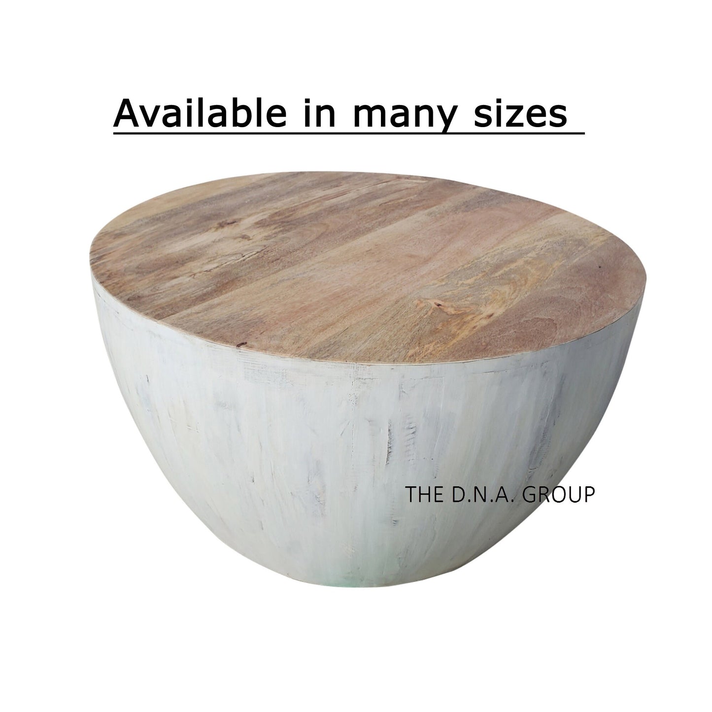 Wooden Drum Coffee Table, Distress 10X10X10