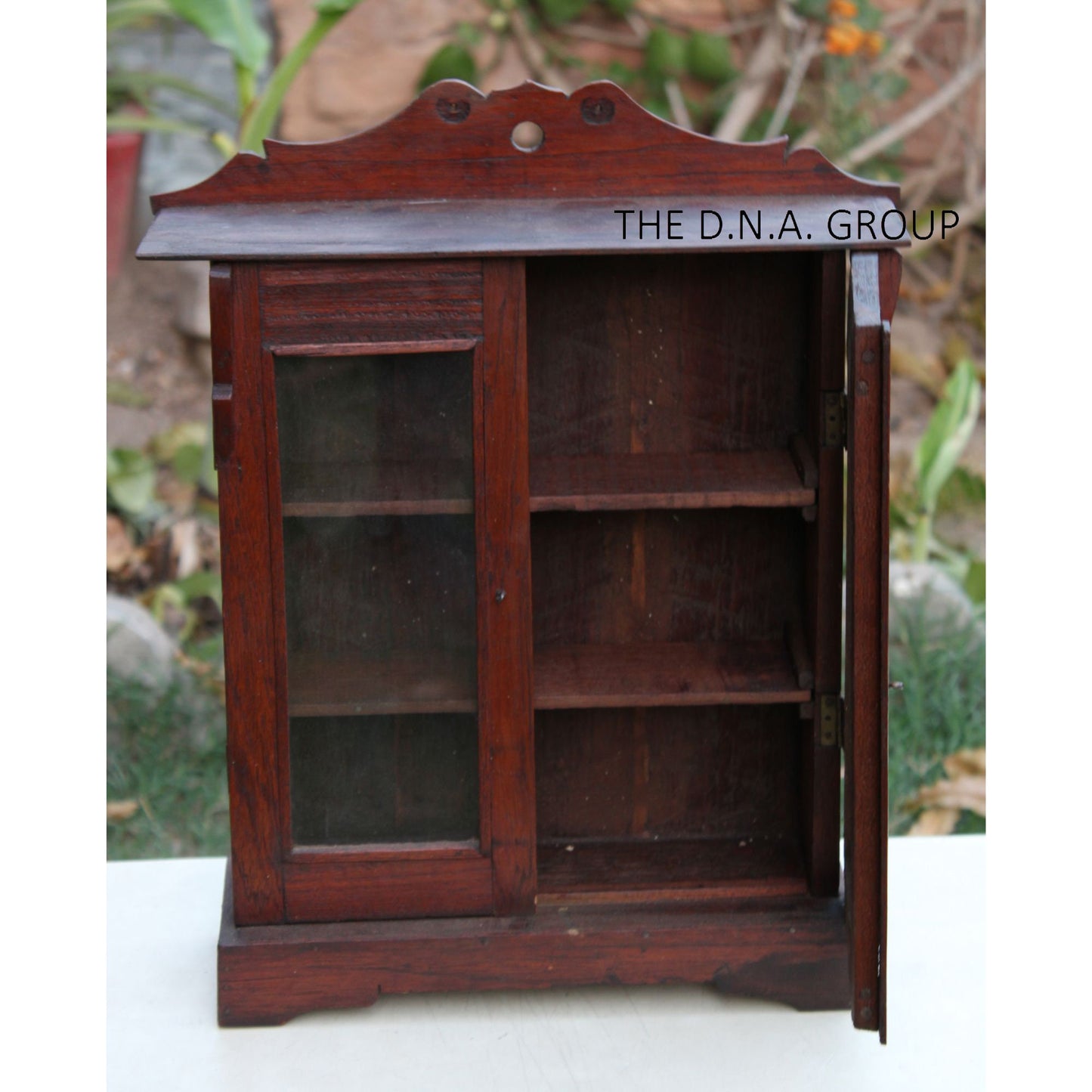 Vintage Wooden Glass Cabinet | Rustic