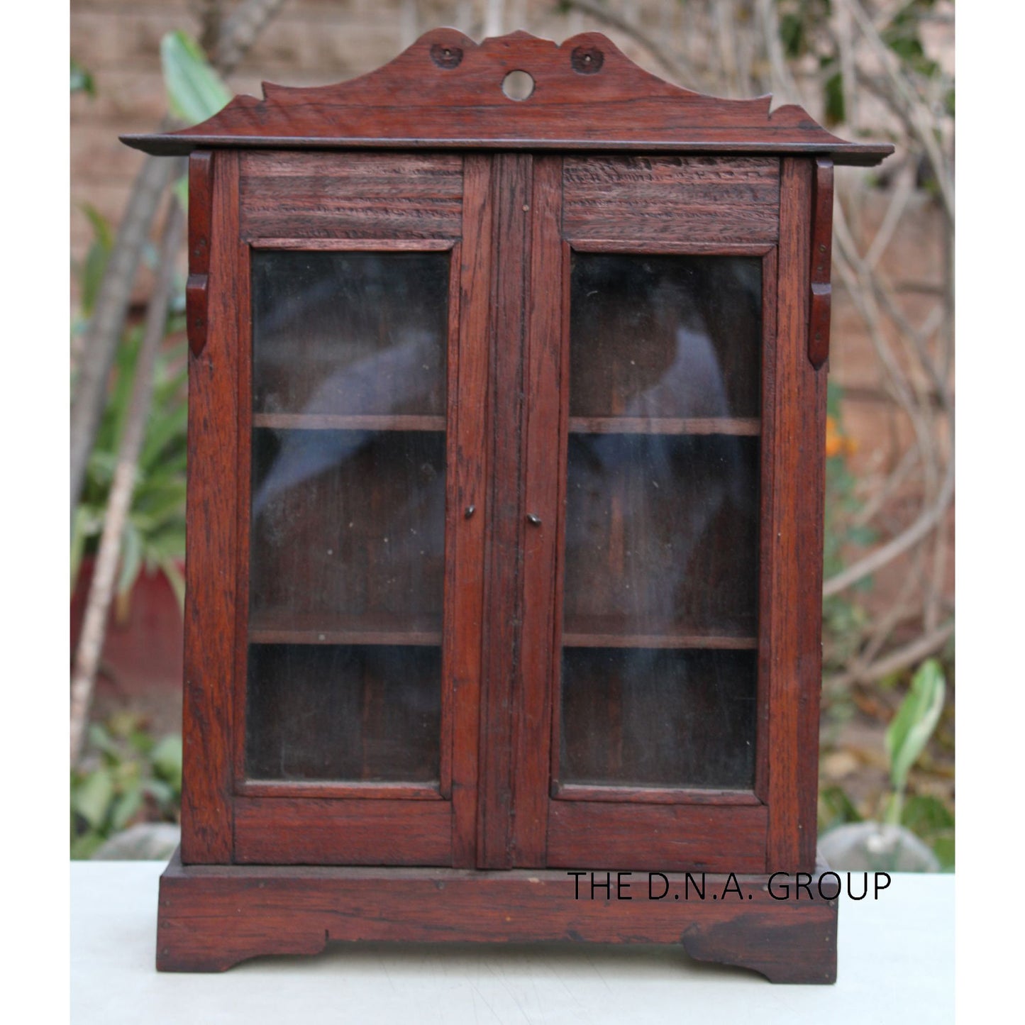 Vintage Wooden Glass Cabinet | Rustic