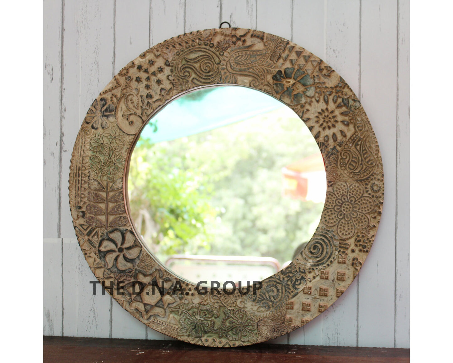 Reclaimed Wooden Round Mirror Made From