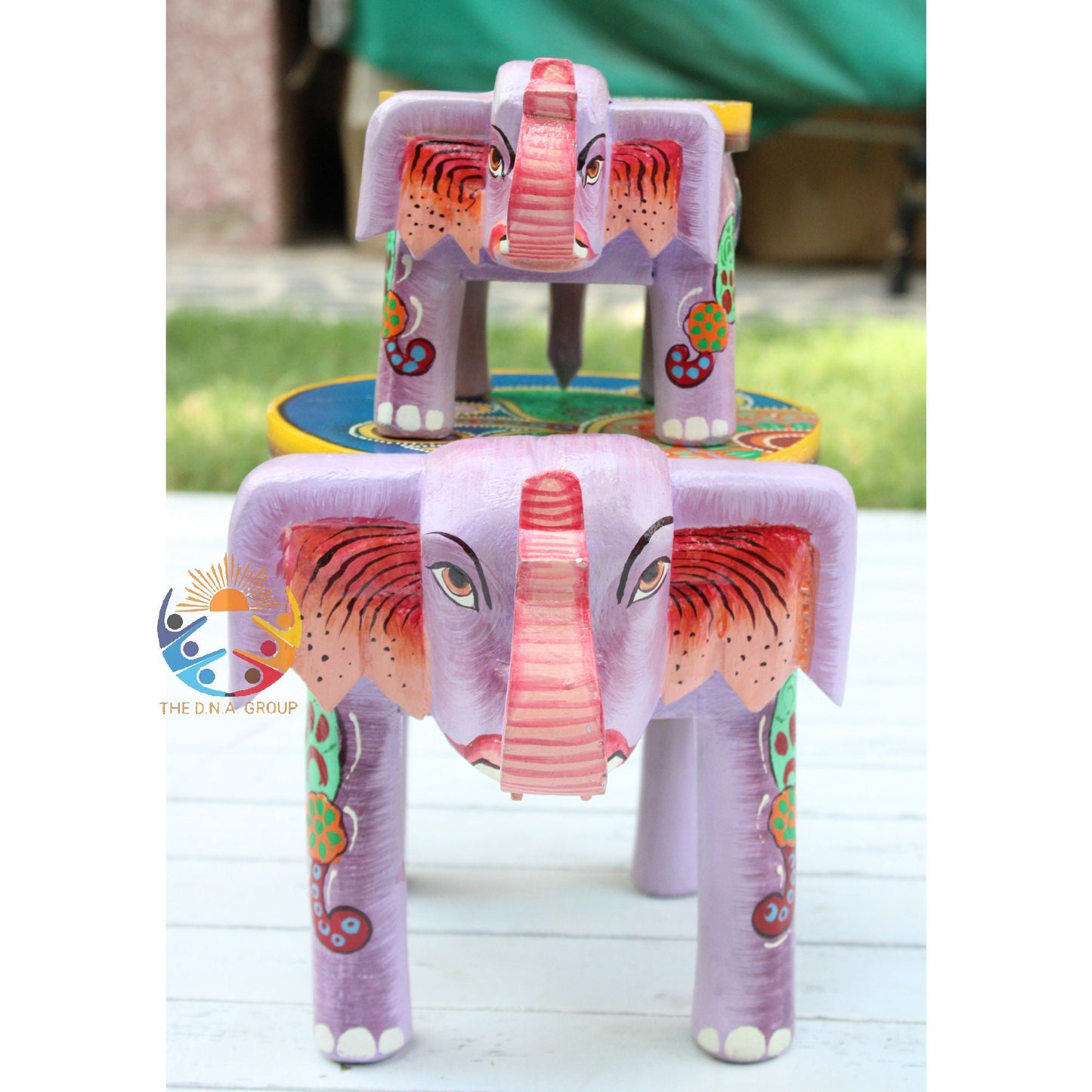 Decorative Handmade Wooden Elephant Stool