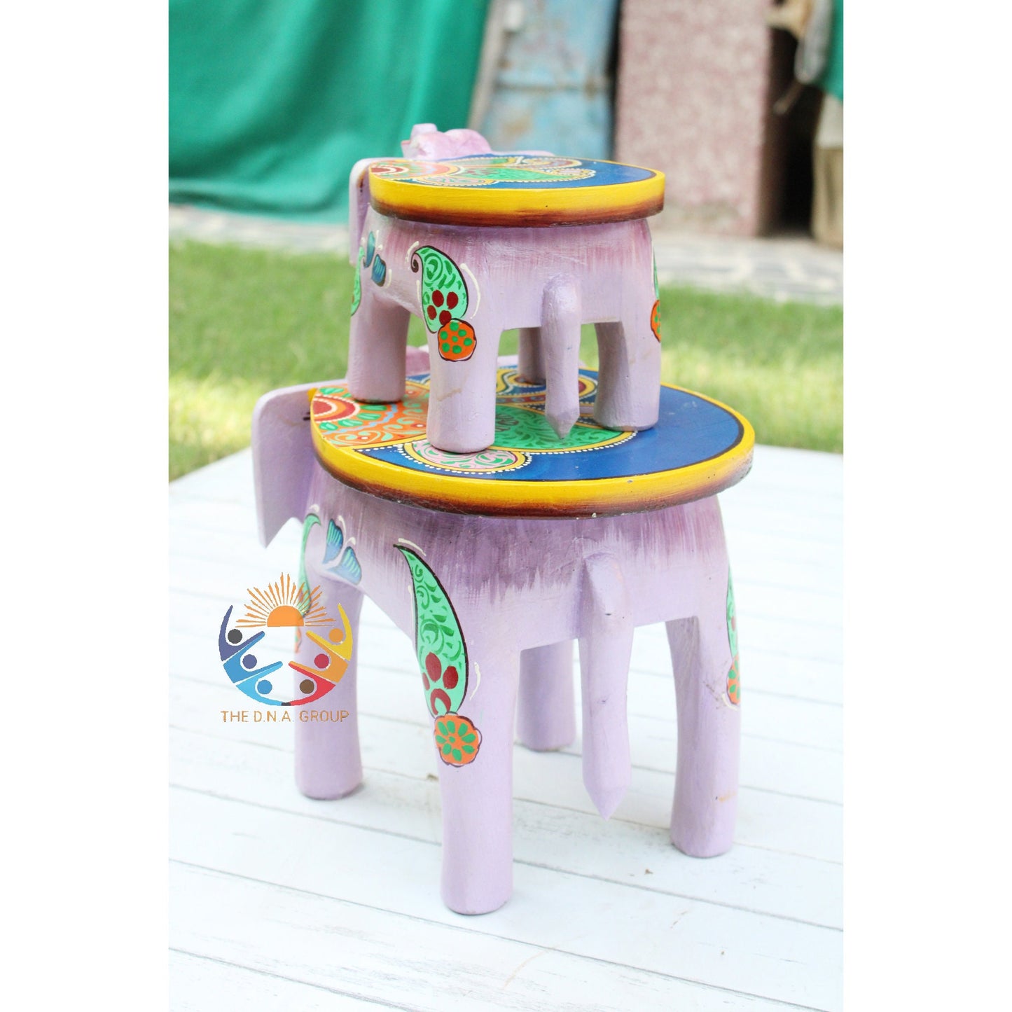 Decorative Handmade Wooden Elephant Stool