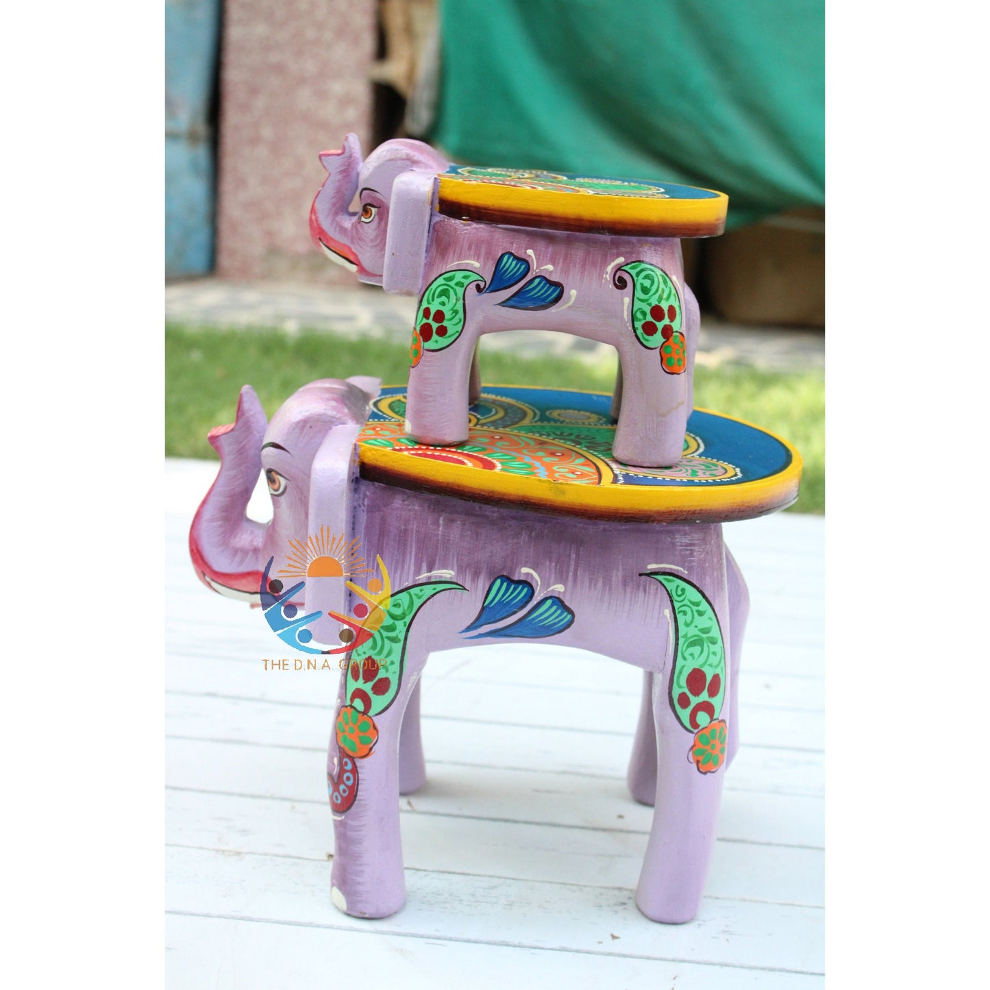 Decorative Handmade Wooden Elephant Stool
