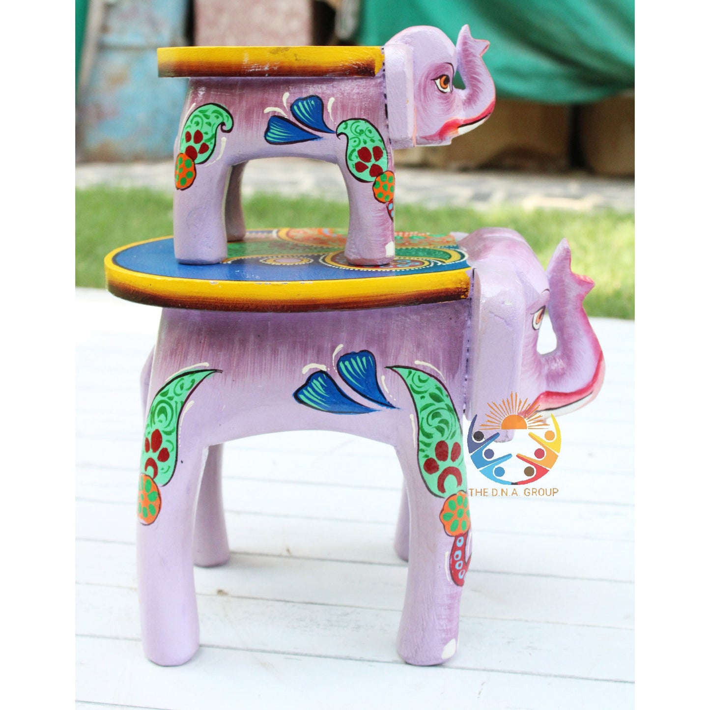 Decorative Handmade Wooden Elephant Stool