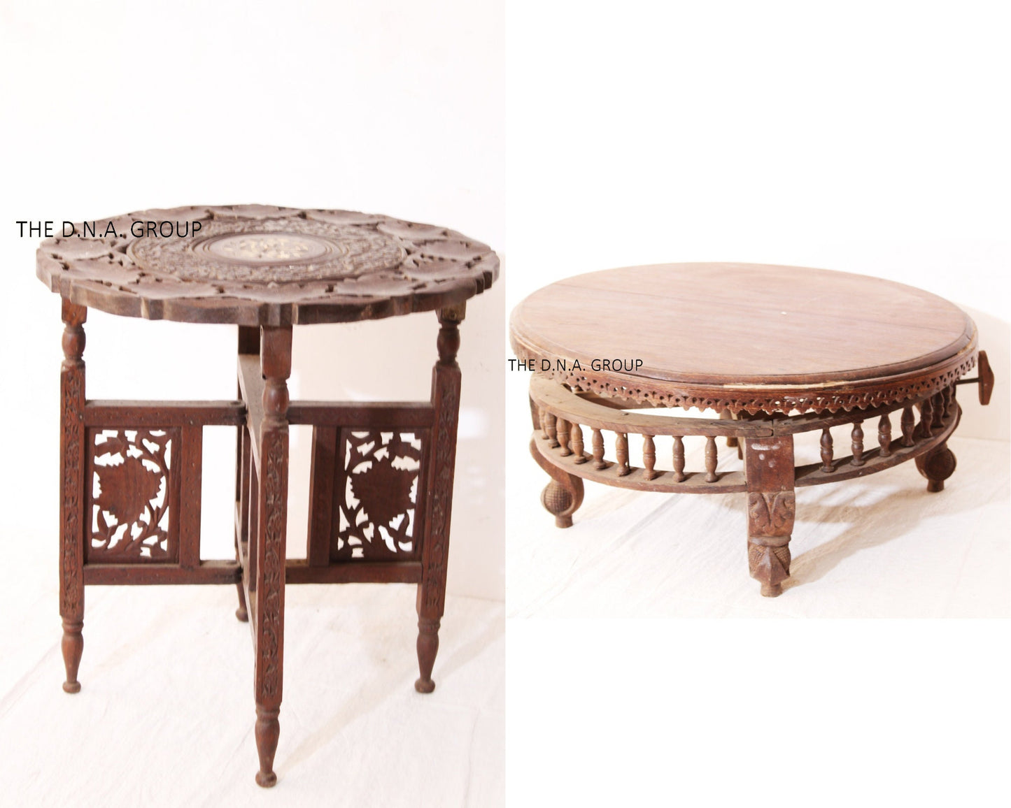 Antique Wooden Carved Table/Folding Handmade Hand