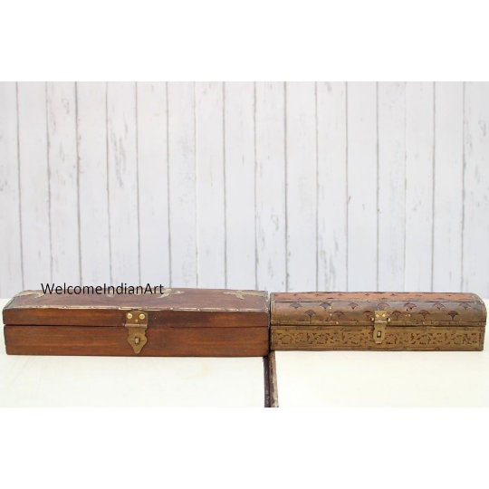 Handmade Wooden Carving Box, Handcrafted Model 1 ( Set Of 2 )