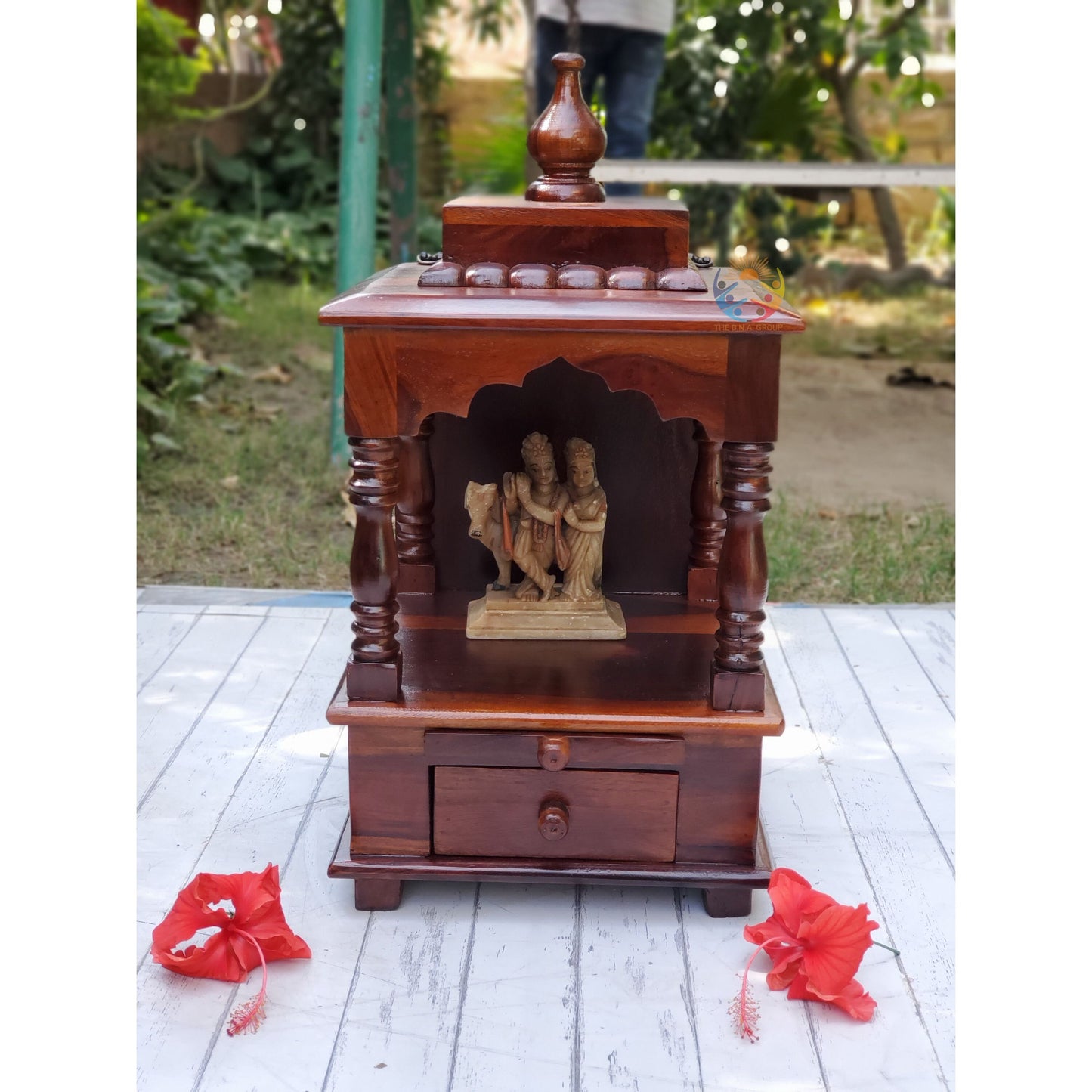 Indian Handcrafted Brown Rosewood Wooden Temple